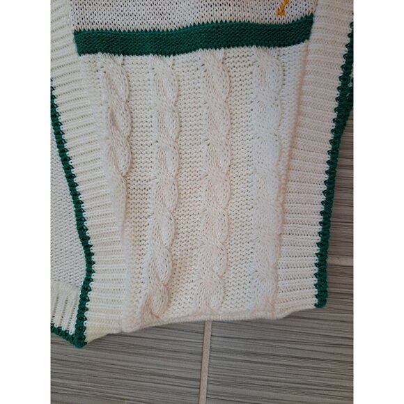 Vtg Women's Nautical Sweater Vest Med Sailboat Cable Knit Multicolor Kitchy - Picture 9 of 10
